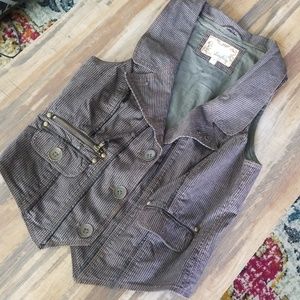 Brown Vest with Leather Detail